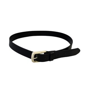 LL Bean Leather Belt Mens Medium Black Brass Buckle Genuine Made Canada‎ Casual